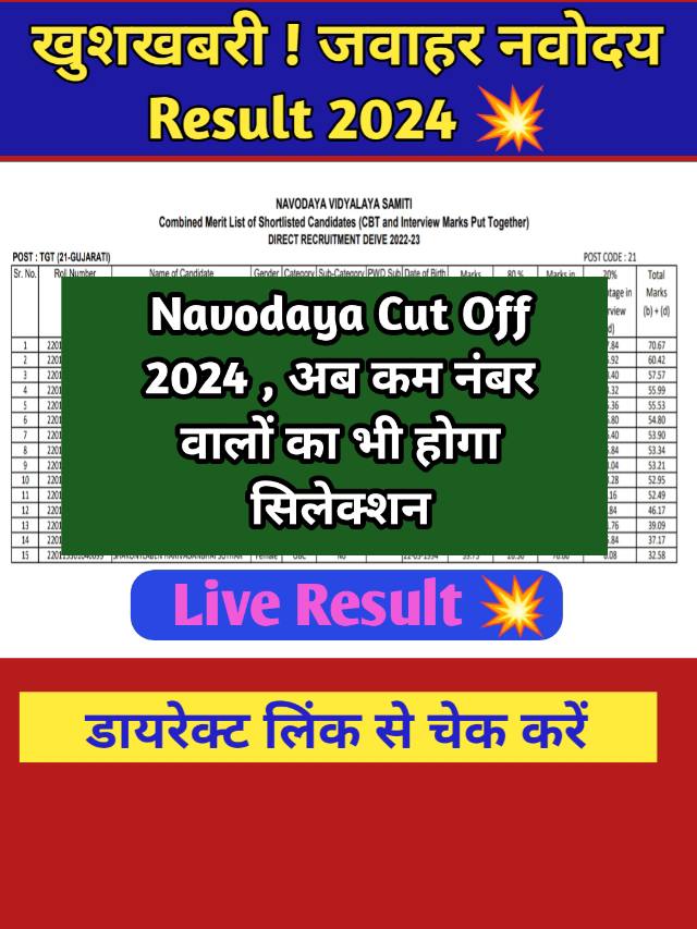 Navodaya Cut Off 2024 : केवल इतने  नंबर वालों का होगा सिलेक्शन