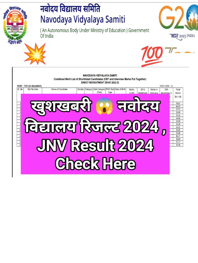 Navodaya Result 2024 : आज जारी होगा रिजल्ट