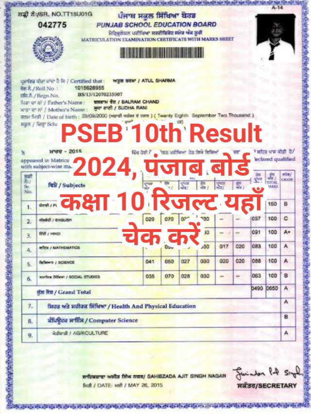 PSEB 10th Result 2024 : 10वीं के बाद 12वीं के रिजल्ट का ऐलान