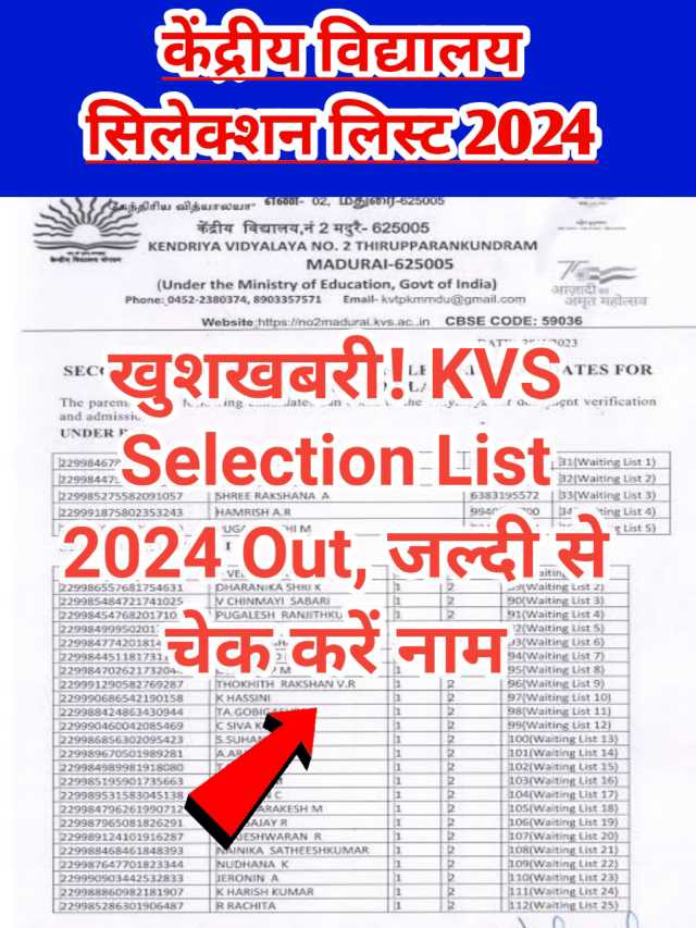 KVS Lottery Result 2024 25 : केंद्रीय विद्यालय लॉटरी रिजल्ट देखें